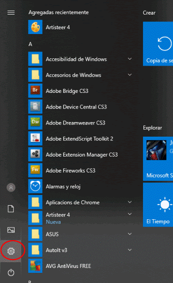 como abrir un puerto en windows 10 menu inicio