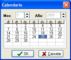 calendario para campos de fecha